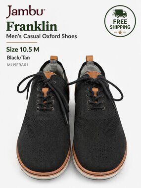 Jambu Franklin MJ19FRA01 Men's 10.5M Black Tan Knit Leather Oxford Shoes